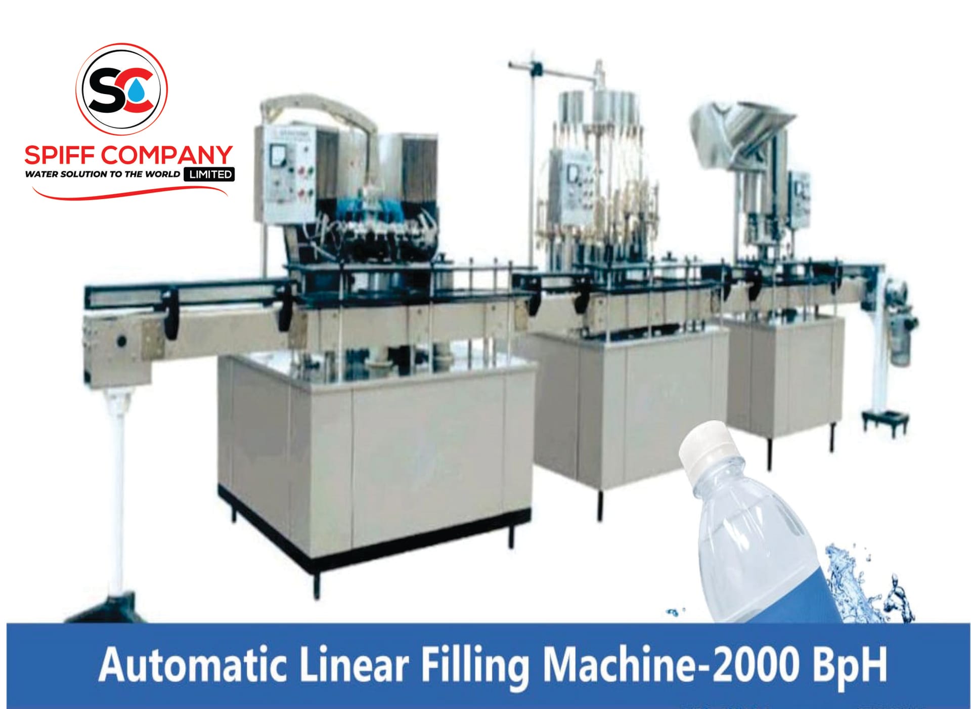Automatic Linear Rinsing Filling Capping Sealing Machines 2000BPH